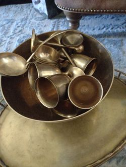 Solid Brass Bowl W/ Cups & Goblets