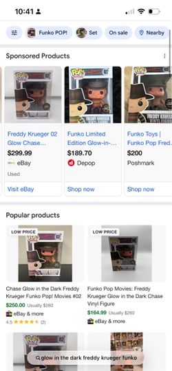 Glow in the dark Freddy Krueger Funko pop rare