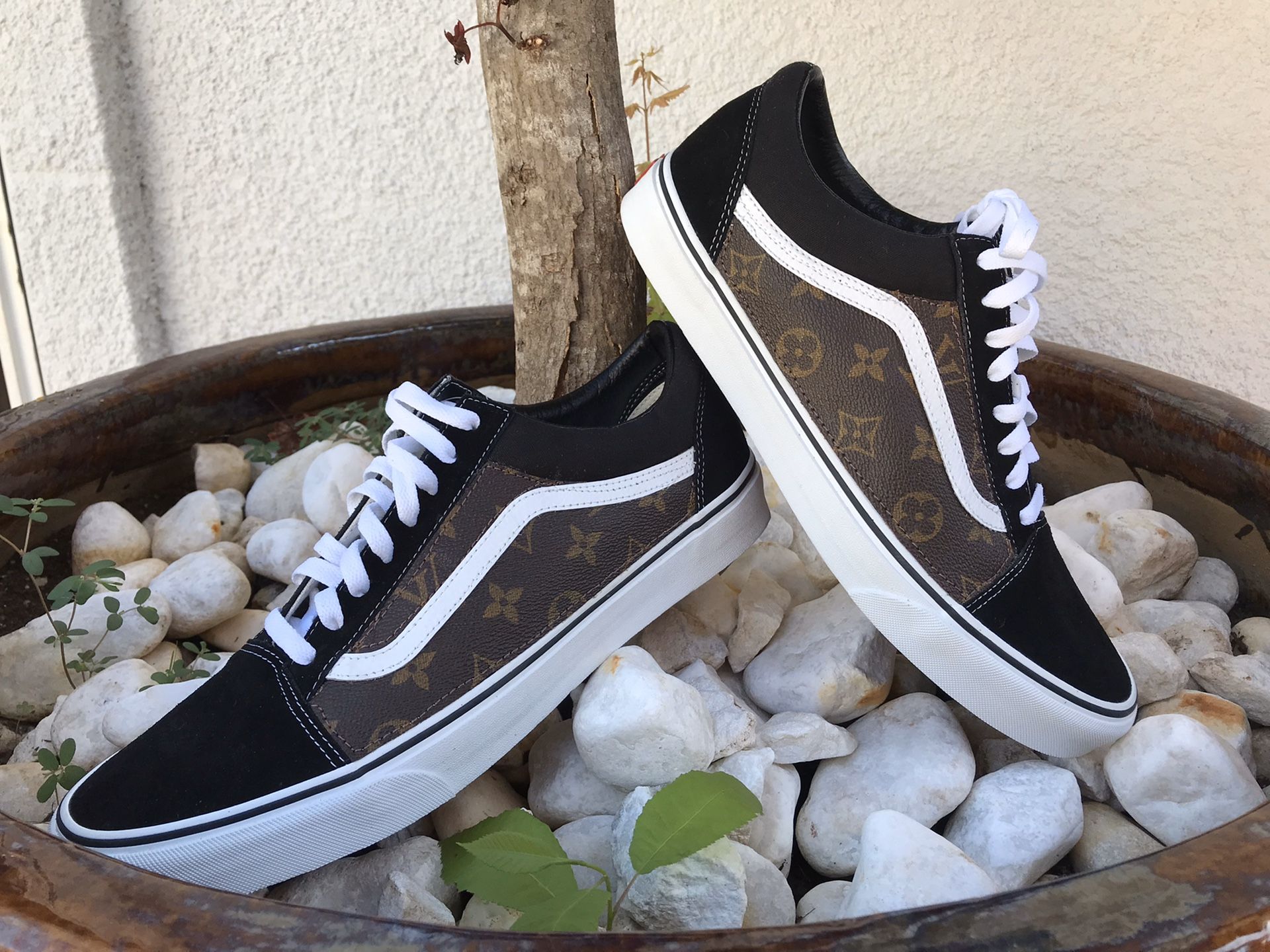 Vans, Shoes, Custom Louis Vuitton Signature Print Vans