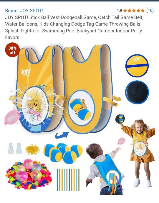 New In Box. Dodge ball W/ Water Balloons, Vest Etc. Kids Will Love This. See Photos. CASH PICKUP ONLY