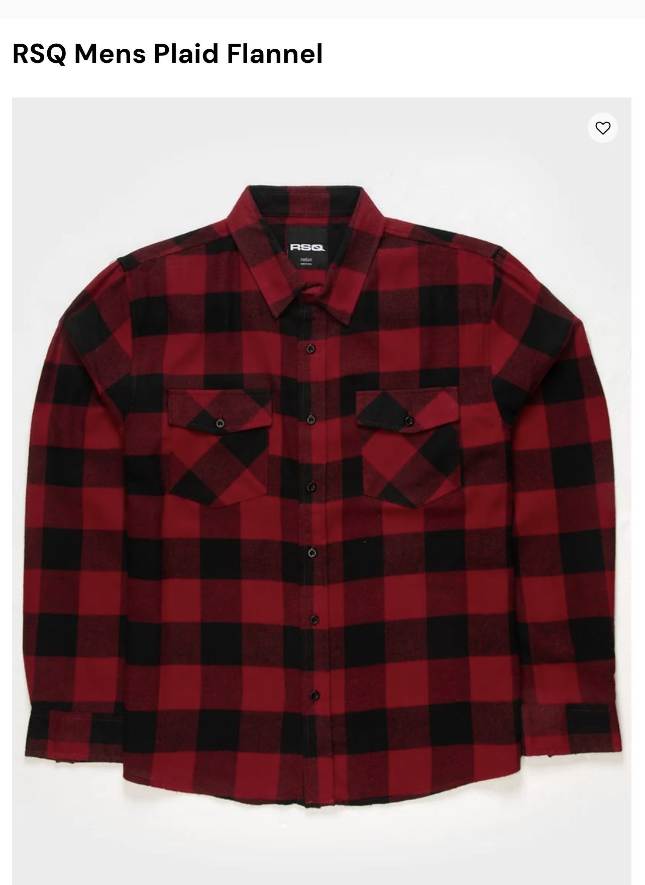 RSQ Plaid Shirt Mens 