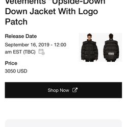 parental advisory jacket , Vetements “Upside-Down” Down Jacket 