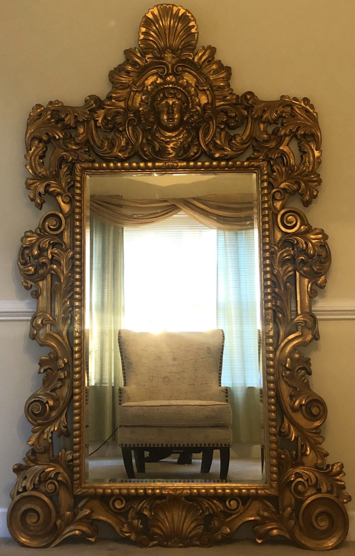 Golden Face Wall Mirror (Windsor Art) Real wood frame!