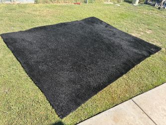 Black shaggy rug