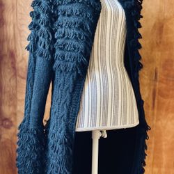 Luxury Fringed Knitted Coat 100% Alpaca 