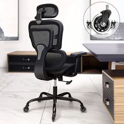 KERDOM Ergonomic Desk Chair, Comfy Breathable Mesh Task Chair with Headrest High Back, Home Computer Chair 3D Adjustable Armrests, Execu