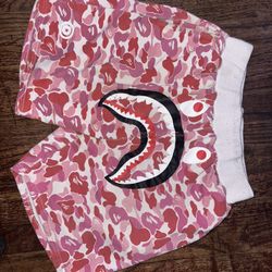BAPE A Bathing Ape Pink Camo Shark Shorts OG Streetwear