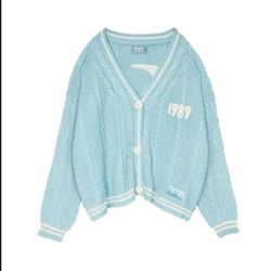 (Sealed still in bag) Taylor Swift Cardigan 1989, Light Blue -NWT-Size MD/LRG