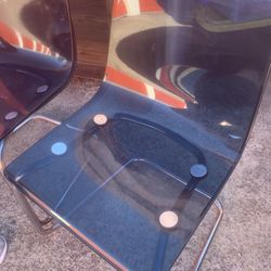 IKEA Modern Polycarbonate Transparent Blue Set Of 6 Dinning Chairs Blue 