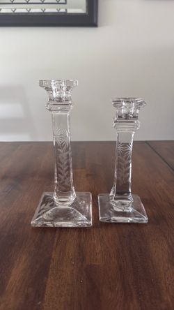 Vintage Westmoreland crystal candle stick pair
