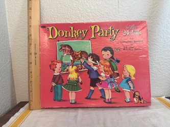 Vintage Donkey Party w/ Tails Pin-the-Tail-on-the Donkey by Whitman 1950