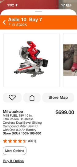 Milwaukee M18 FUEL 18V 10 in. Lithium-lon Brushless Cordless Dual Bevel Sliding Compound Miter Saw Kit with One 8.0 Ah Battery