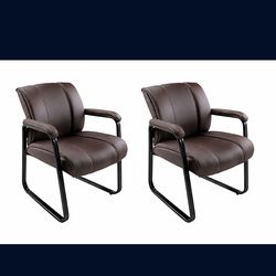 Set Of 2 - Brenton Studio® Bellanca Guest Chair, Brown/Black