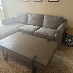 West Elm Coffee Table (Gray Wood, And Metal Finishing)