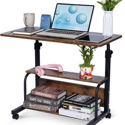Sit/Stand Adjustable -Portable Rolling Desk