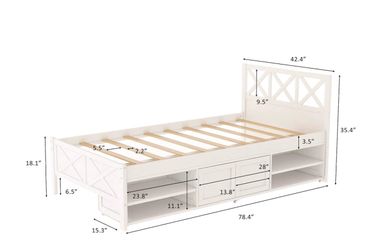 Twin platform bed with storage