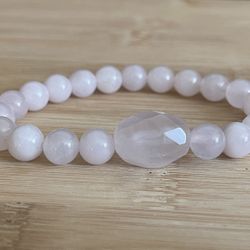 .Natural Charged Rose Quartz Bracelet (known For: Protection, remove Negativity ,help Love,calm Emotions,increase Popularity)