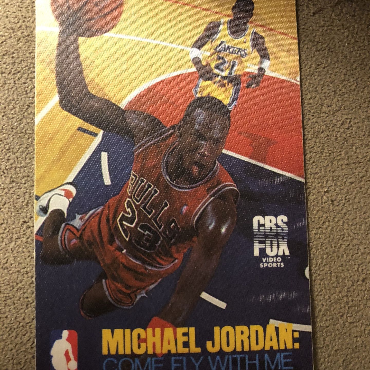 1989 3x5 Cloth Card Michael Jordan T-Shirt Advertisement From CBS/Fox Come Fly With Me