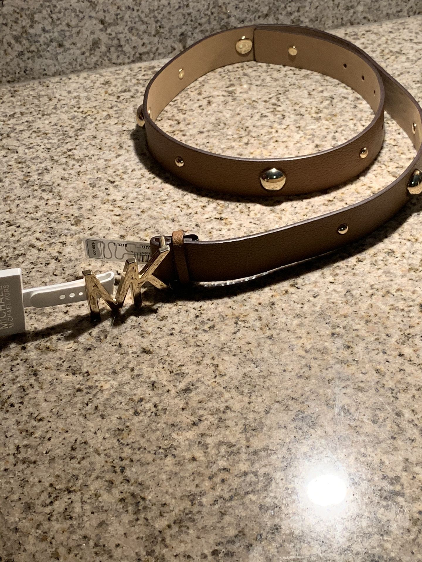 MICHAEL KORS??”MK STUDDED PEBBLE LEATHER BELT~Sz:L  display picture 2
