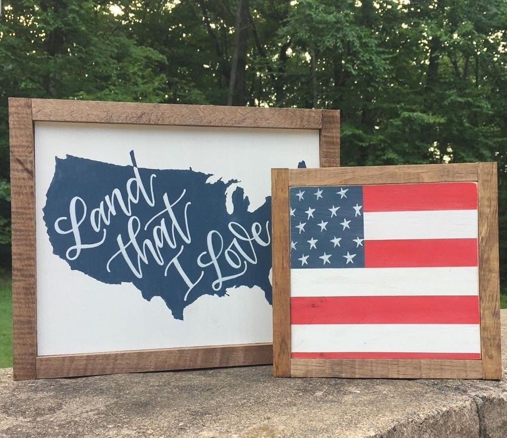 July 4th independence day wood wall sign farmhouse style rustic decor