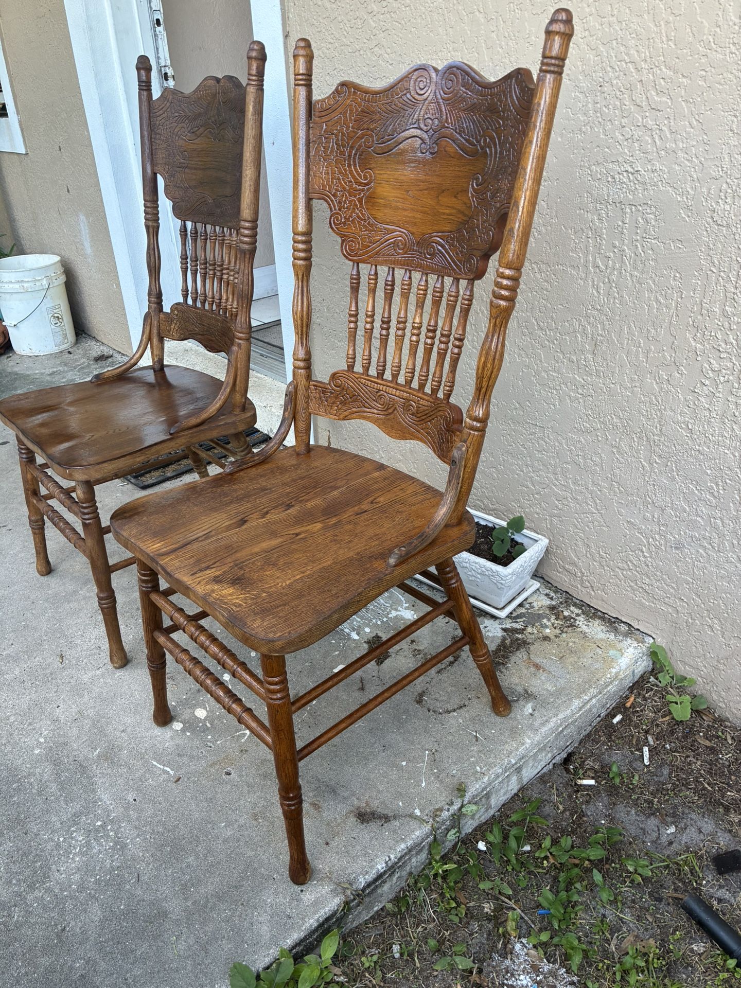 Hand Carved Wood Chairs