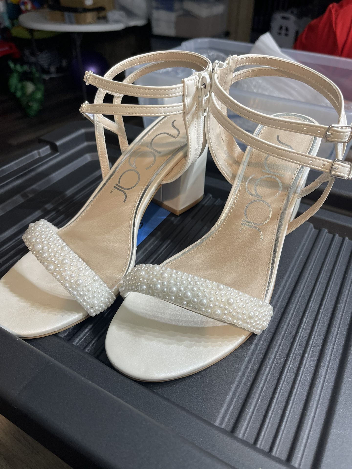 Sugar Woman low Ankle Strap Wedding Heels