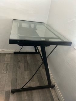 Glass Top Drafting Table with Metal Frame