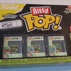 Funko 4 Bitty Pop! Teenage Mutant Ninja Turtles Figurine. Retro pixel  Raphael, Leonardo,  Donatello,  