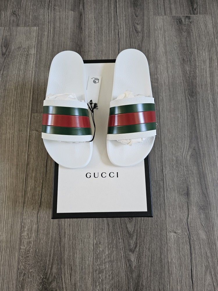BRAND NEW Gucci Signature Stripe Slide Sandals Mens Size 10