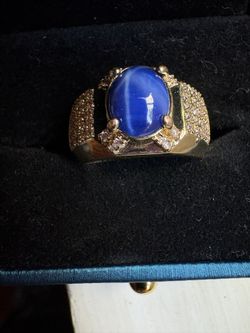 Star Sapphire White Topaz Gold Plated Ring
