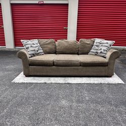 FREE DELIVERY | Large Brown Corduroy Sofa – Deep Cleaned & Super Comfy 