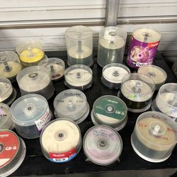 Huge Lot Of Blank DVDs And Cds Dual Layer CR-RW