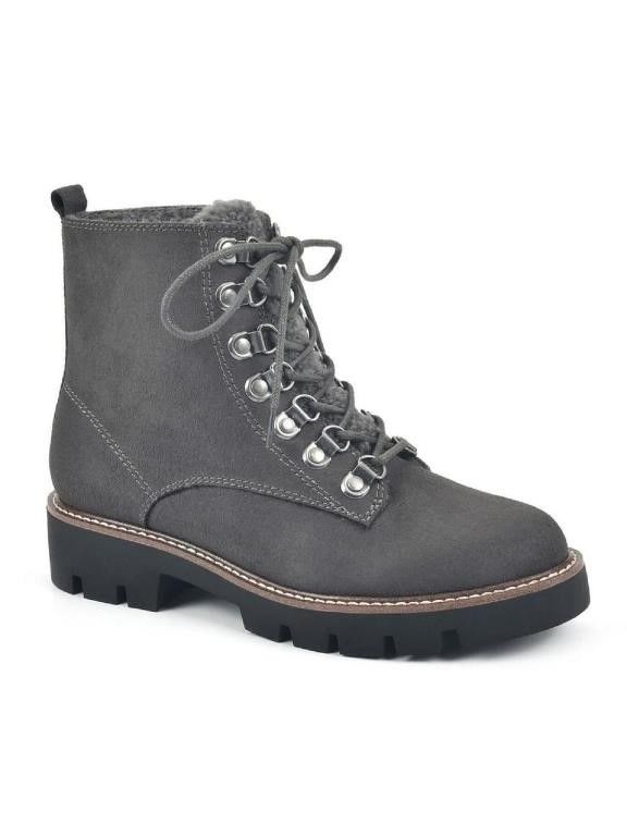 New 9 White Mountain Women's Lace Up Gray Suedette Hiking Boots