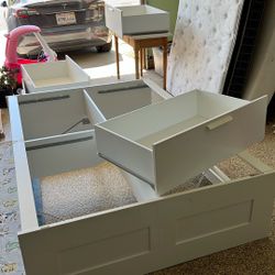 Bed- Full Size Frame With Drawers And Mattress