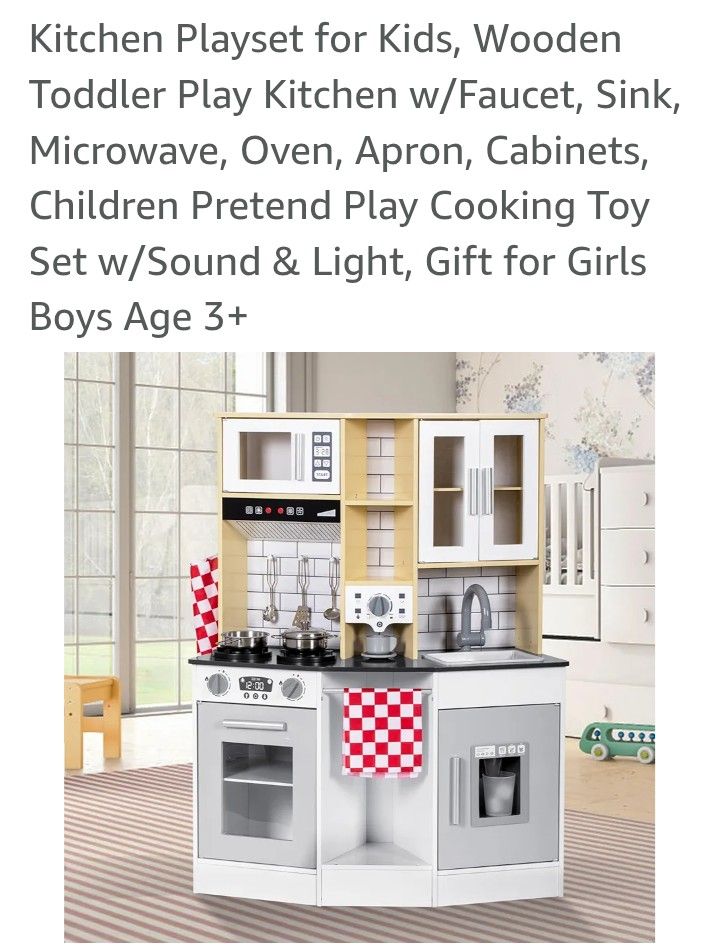 $80 New wooden kitchen playset with sound