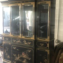 Flint and Horner Black Lacquer Asian Cabinet