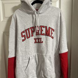 Supreme XXL Hoodie Grey With Red