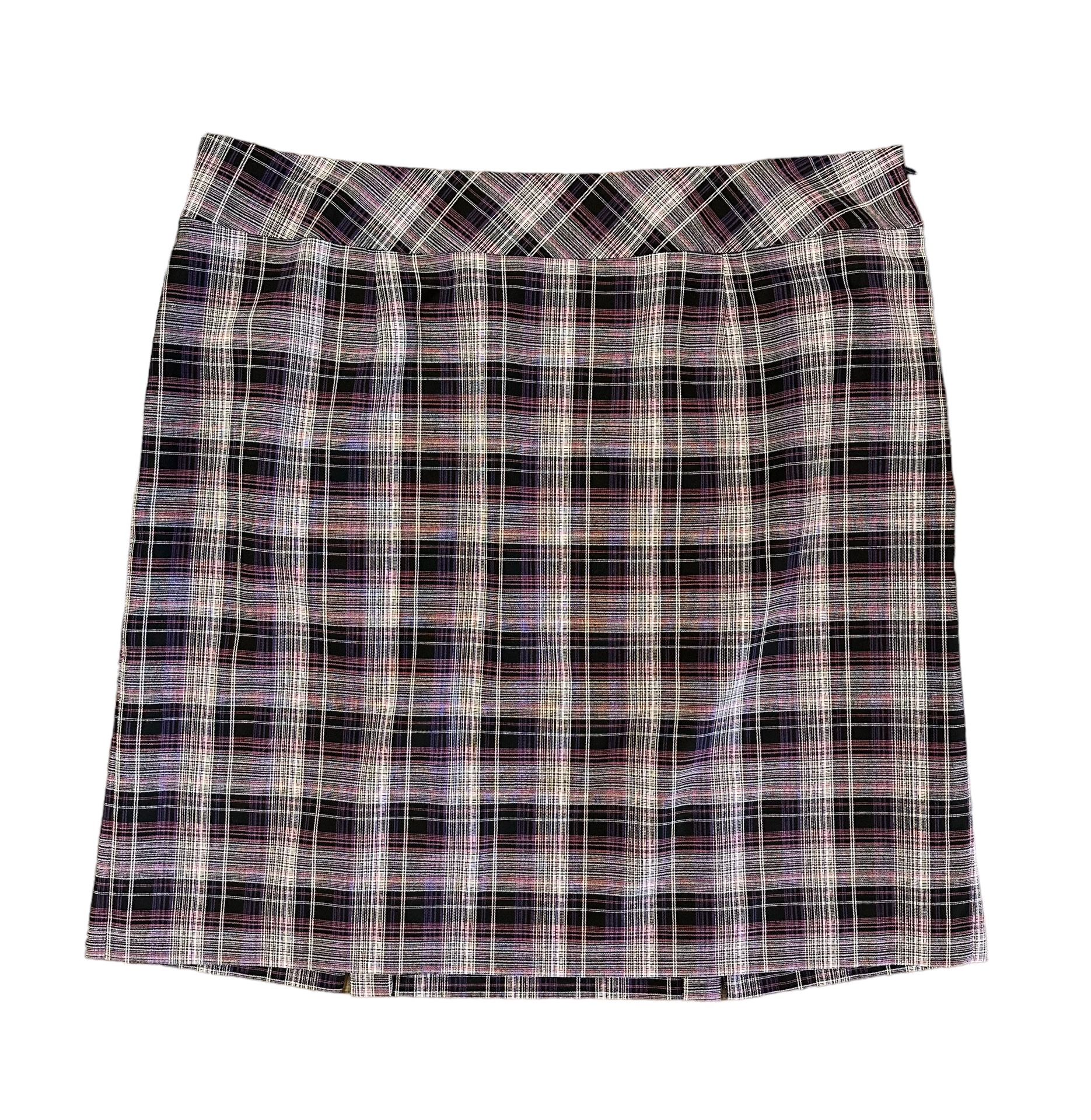 Alex Marie Women’s Purple Pink Black Plaid Pencil Straight Skirt Size 18W Lined