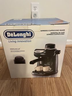 BRAND NEW SEALED TOP OF THE LINE MODEL  DELONGHI EXPRESSO/CAPPUCCINO MAKER.  ☕️☕️.  4 CUP.  FROTHING FEATURE. WAS $222.77(SEE AD). N