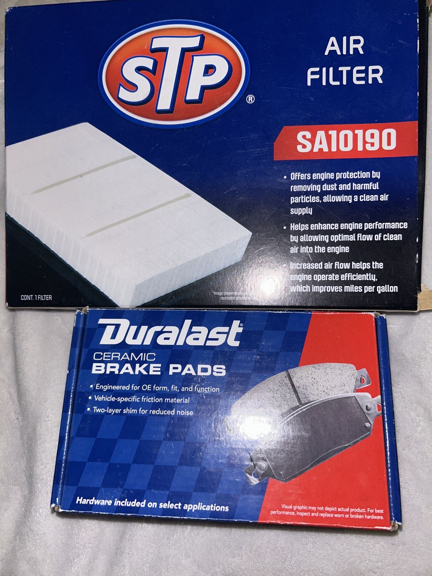 STP SA10190 Air Filter + Duralast AD450 Ceramic Brake Pads — Fits Toyota Corolla / Yaris / Scion & More