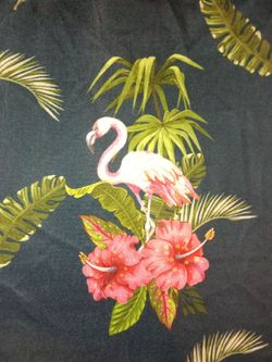 Golf Shirt - DRK Green w/ Pink Flamingos [Small]