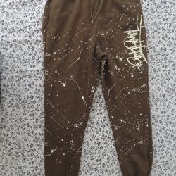 Punk Royal Mens Paint-Splatter Casual Jogger Pants, Green, Large