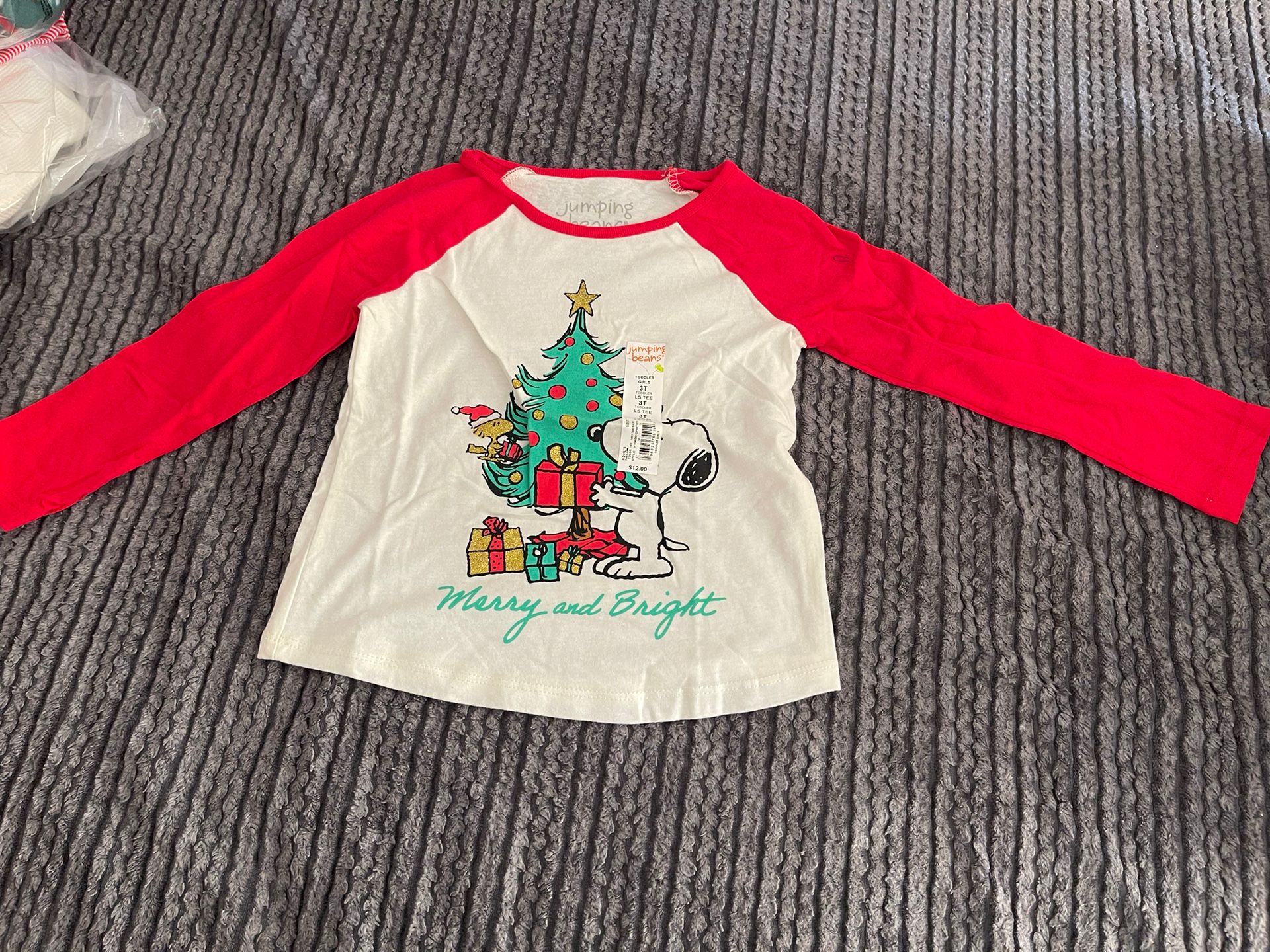 Jumping Beans Snoopy Christmas Long Sleeve Shirt Size 3T 