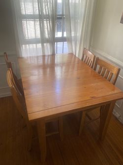 Pine Wood Dining Table and Chairs