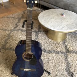 johnson acoustic navy blue full size guitar 