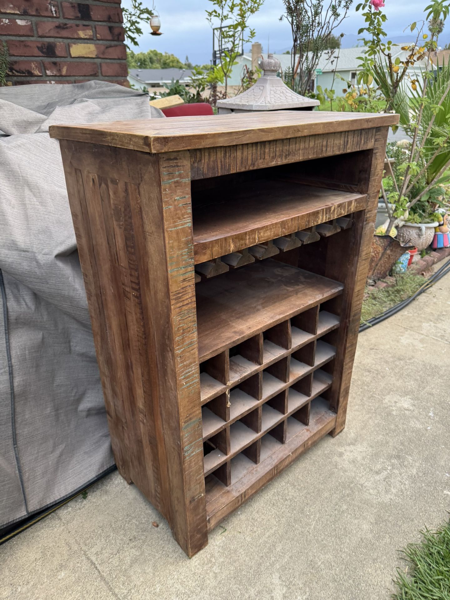 Solid Wood Wine Bottle Rack Tall 41” Long 29 1/2 Wide 16”