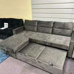 New Gray Sleeper Sectional In Box 🔥 Free Delivery 🔥 