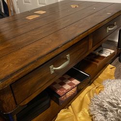 2 Drawer And Storage Wood Coffee Table 