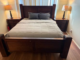 Solid Wood King Bedroom Set – Bed, Dresser & 2 Nightstands – $850 OBO