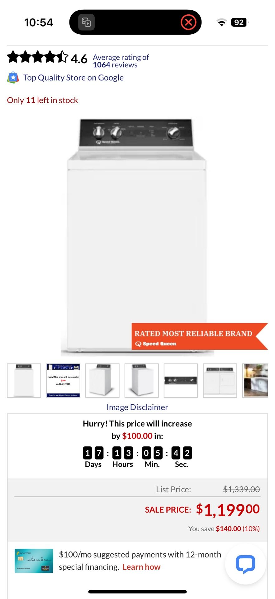 Heavy Duty Speed Queen Commercial Washer And High Capacity Whirlpool Dryer